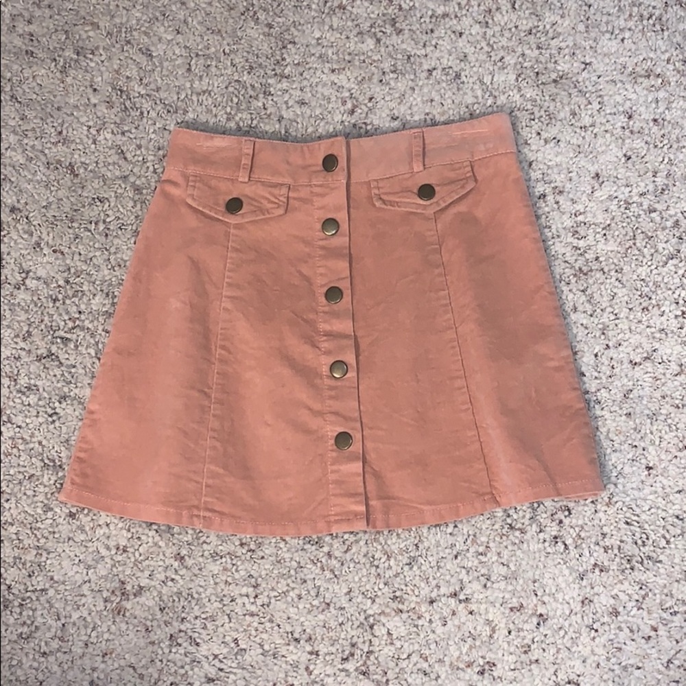 The Hanger button up blush skirt